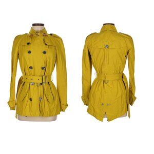 Burberry Womens Yellow Green Trench Coat  Style Utility Jacket. Size 6.